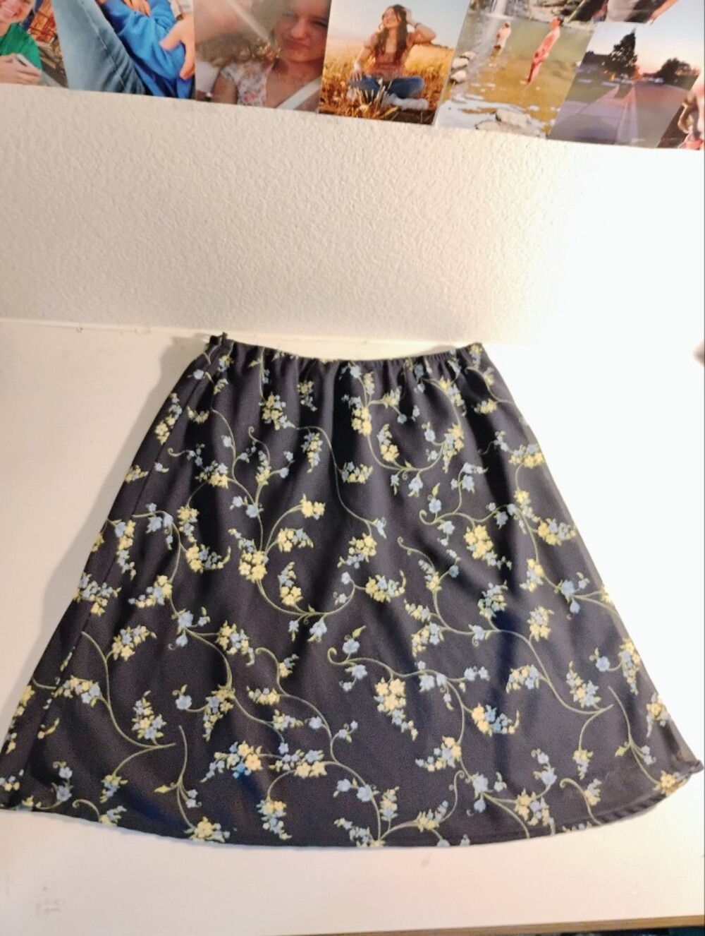 Women's Navy A-Line Floral Skirt